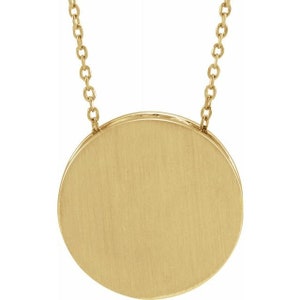 Engravable Disc, Mothers Gift, Personalized Jewelry, Custom Name Pendant, 14K Gold Circle Disc, Wedding Gift, Silver Slide Pendant