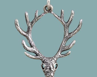 Deer Skull Antlers Pendant | Deer Jewelry | Antler Pendant | Deer Necklace | Skull Jewelry | Hunting Gift | Nature Jewelry | Animal Jewelry