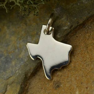 Sterling Silver Texas State, State Charm, Texas with Heart, Texas Pendant, Silver Texas Jewelry, Heart Jewelry, Texas Heart Charm