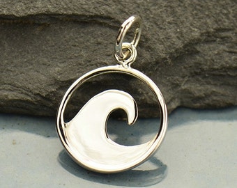 Sterling Silver Flat Plate Wave Charm, Flat Plate Wave, Silver Wave Charm, Ocean Charm, Silver Ocean Charm, Wave Jewelry, Ocean Jewelry