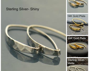 Sterling Silver Hammered Ear Wire with Hidden Loop, Hammered Jewelry, Hammered Earrings, Gift for Bridesmaids, Fashion Earrings, Silver Hook