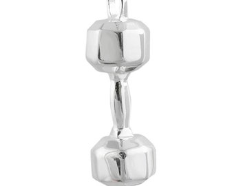 Sterling Silver Dumbbell Charm, Dumbbell Pendant, Fitness Jewelry, Barbell Charm, Gym Charm, Weightlifting Charm, Fitness Gift, Workout