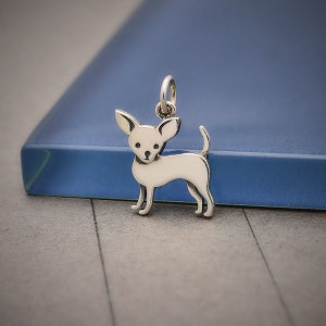 Sterling Silver Chihuahua Dog Charm, Animal Charm, Pet Charm, Dog Lover Charm, Pet lover Charm, Dog Pendant, Puppy Charm, Pet Jewelry