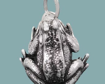 Sterling Silver Dimensional Frog Charm | Silver Frog Jewelry | Animal Charm Necklace | Amphibian Jewelry | Frog Lover Gift | Frog Necklace
