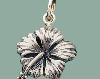 Ciondolo In Argento Sterling Hibiscus Hawaii .925 X 1 Ciondoli Con Fiori - Foto 9