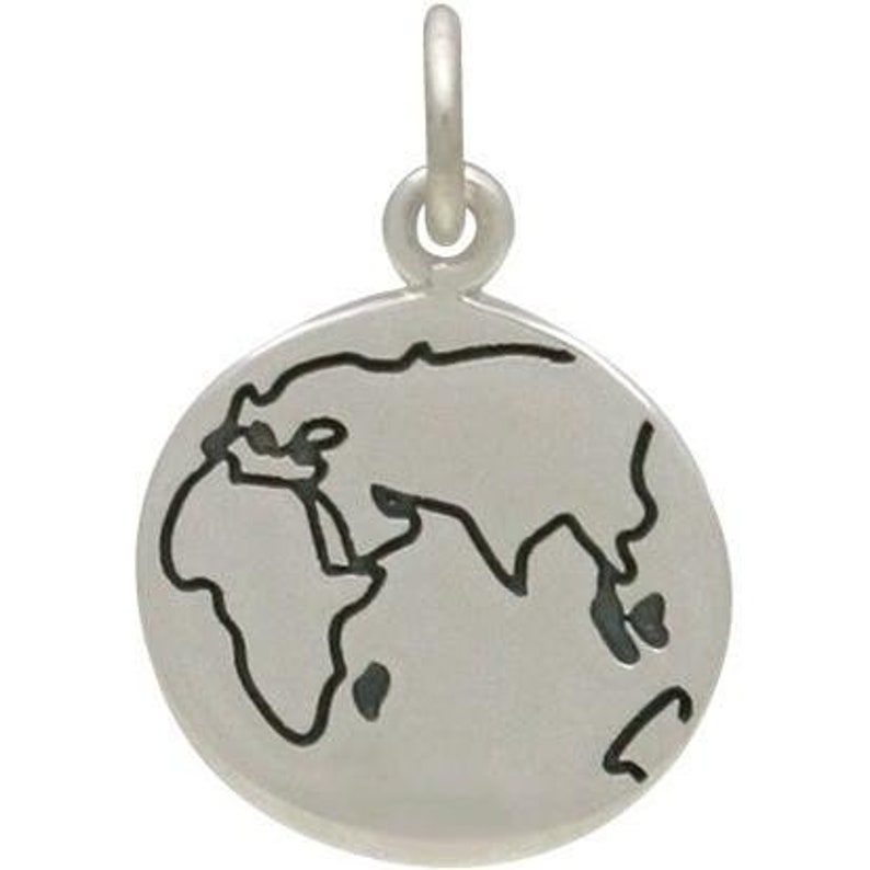 Sterling Silver Etched Globe Globe Charm Etched World World Etsy