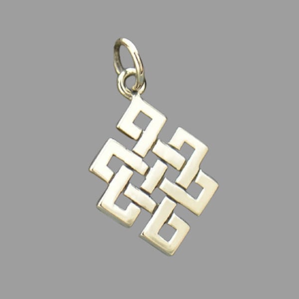 Sterling Silver Endless Buddhist Knot Charm, Buddhist Jewelry, Yoga Charm, Eternal Knot, Endless Knot Pendant, Eternity Knot, Buddhist Charm