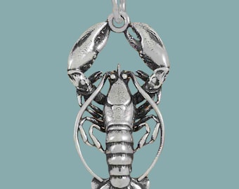 en argent sterling Homard | Bijoux océan | Charm vie marine | Pendentif nautique | Collier Homard | Cadeau pour amoureux de l'océan | Charm animal marin