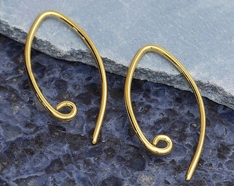 Sterling Silver Marquis with Loop, Small Marquis, Hook Ear Wire, Marquis Findings, Earring Findings, Marquis Ear Hooks, Silver Marquis