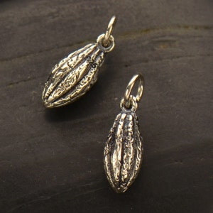 Sterling Silver Cocoa Bean, Cocoa Pendant, Chocolate Pod, Chocolate Charm, Cocoa, Chocolate, Chocolate Lover, Sweet Tooth, Silver Cocoa