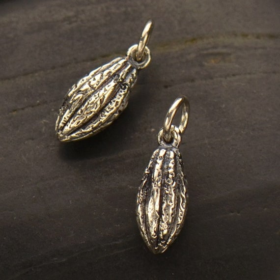 Sterling Silver Cocoa Bean Cocoa Pendant Chocolate Pod Etsy
