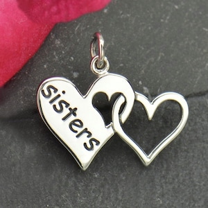 Sisters, Sterling Silver Charm, Heart Charm, Sister Gift, Sorority Jewelry, Friendship Necklace, Heart Jewelry, Family Jewelry,