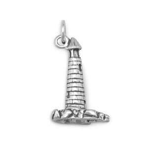 Oxidized Silver Lighthouse Charm, Sterling Silver, Silver Lighthouse, Lighthouse Jewelry, By the Sea Charm, By the Sea Jewelry, By the Sea