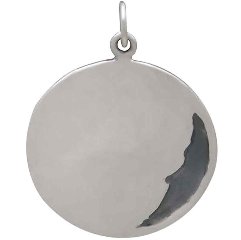 Silver Crescent Moon Face Pendant, Star Pendant, Celestial Jewelry, Astrological Jewelry, Moon Pendant, Half Moon, Moon and Stars Pendant image 5