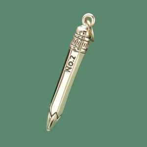 Sterling Silver Realistic Pencil, Pencil Charm, Silver Pencil Charm, Pencil Jewelry, Teacher Gift, School Supplies, Pencil Necklace