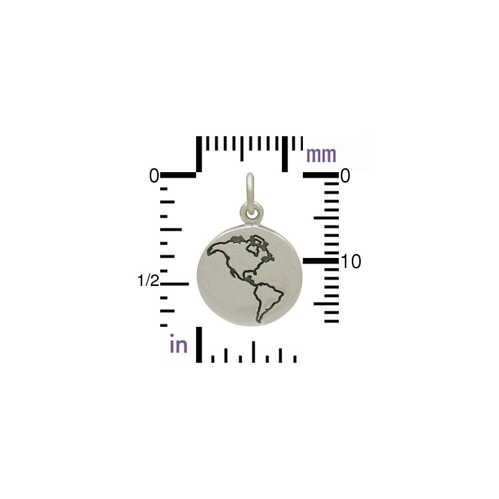 Sterling Silver Etched Globe Globe Charm Etched World World Etsy