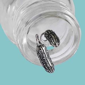 Sterling Silver Pickle Charm | Pickle Pendant | Pickle Necklace Charm | Pickle Jewelry | Food Charm | Gift for Pickle Lovers | Pickle Charm