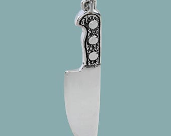 Sterling Silver Kitchen Knife Charm: Chef Jewelry Pendant