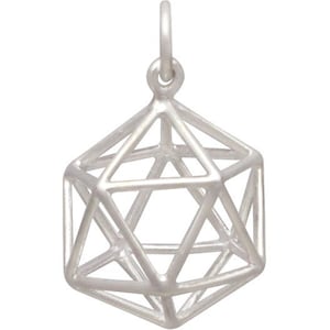 Sterling Silver Sacred Geometry, Geometric Charm, Wire Icosahedron, Geometric Pendant, Icosahedron Pendant, Geometric Jewelry, Wire Pendant