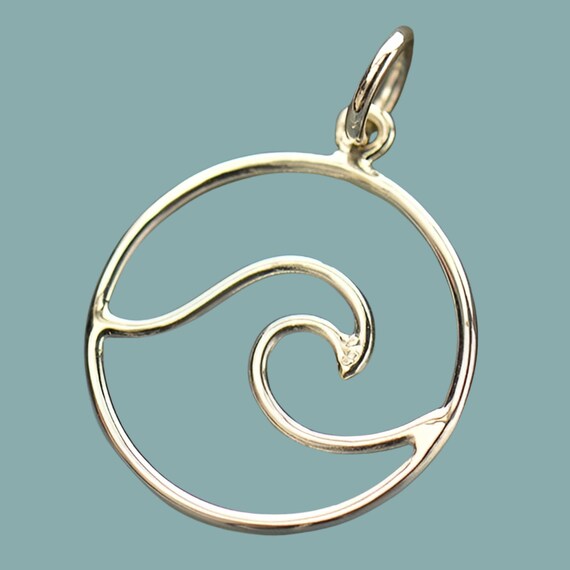 Sterling Silver Openwork Wave Pendant, Gold Ocean Charm, Beach Jewelry For Women, Nautical Bracelet Charms
