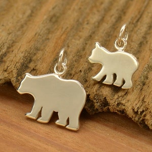 Sterling Silver Mama Bear Baby Bear Stamping Blank, Bear Charm, Silver Bear Charm, Stamping Charm, Mama Bear Charm, Baby Bear Charm