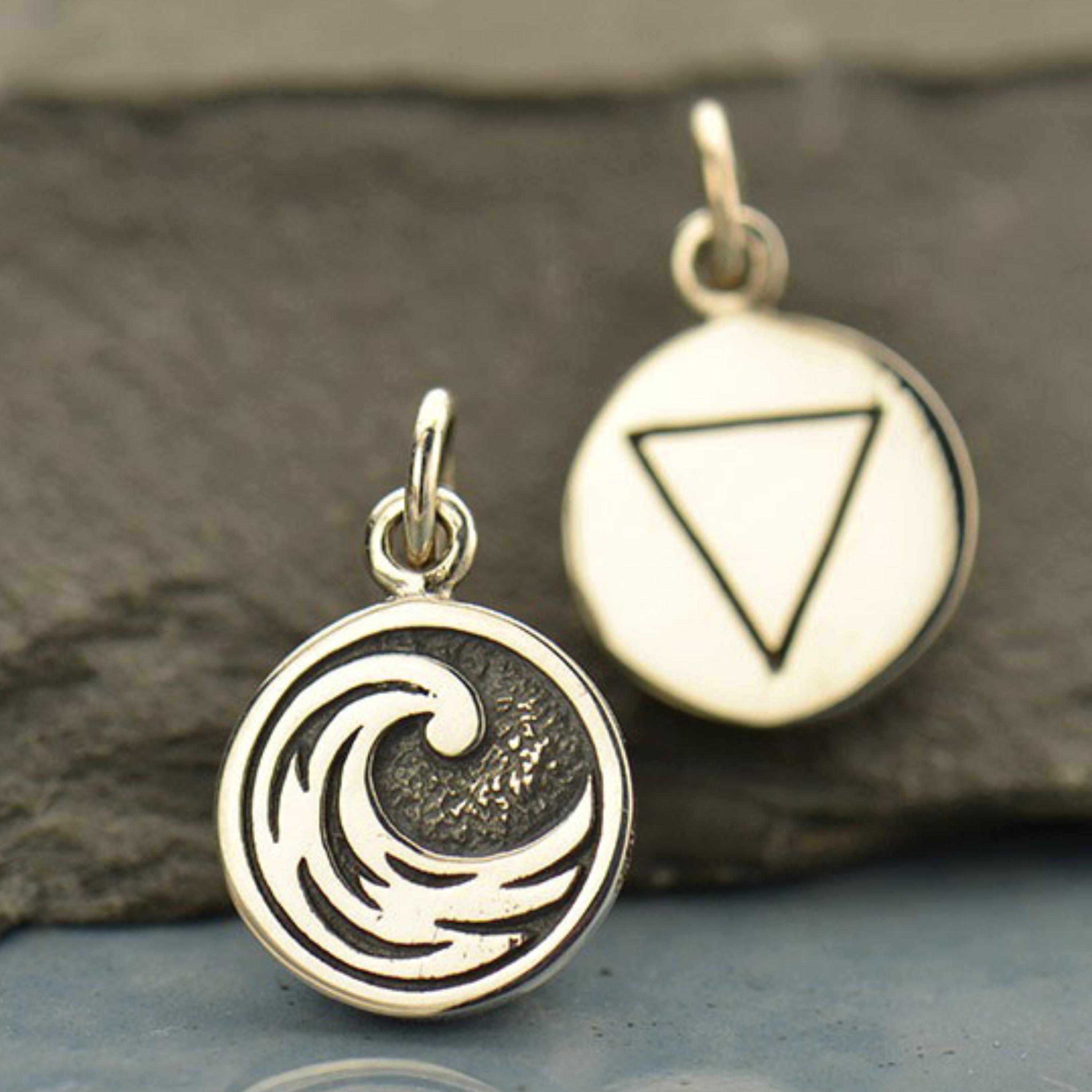 Sterling Silber Vier Elemente Charme, Wasser Element Charme, Feuer Element Charme, Erde Element Charme, Luft Element Charme, Geschenk für Natur-Liebhaber