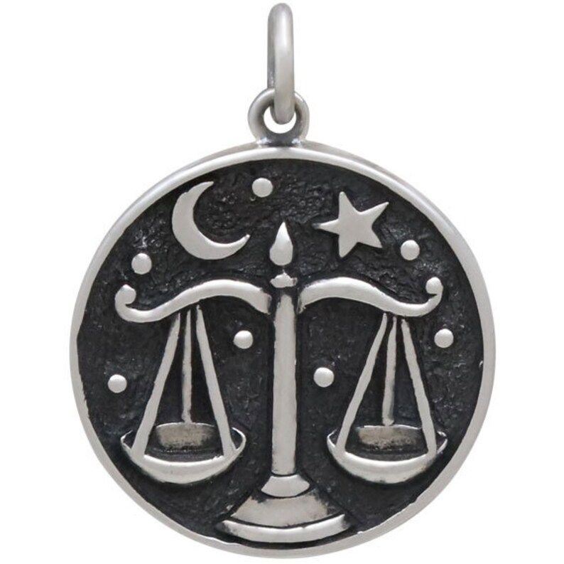 Sterling Silver Astrology Libra Pendant Zodiac Charm Etsy