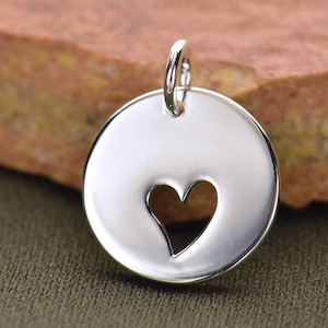 Heart Charm, Sterling Silver Charm, Valentines Day Gift, Bridesmaid Gift, Heart Pendant, Heart Jewelry, Heart Necklace, Silver Heart Charm,