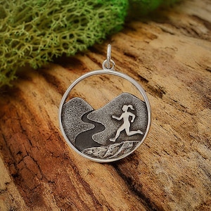 Sterling Silver Trail Running Girl Charm, Workout Charm, Fitness Charm, Runner, Running Charm, Jogger Charm, Cross Country Runner Charm