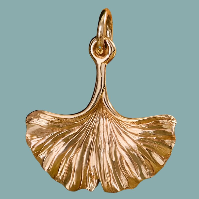 Ginkgo Leaf Charm: Botanical Nature Jewelry Bronze