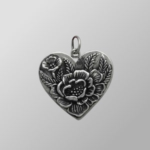 Flower Pendant, Sterling Silver Flower Charm, Peony Flower Pendant, Gift for Nature Lover, Flower Necklace, Nature Pendant, Floral Charm