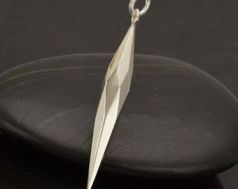 Sterling Silver Faceted Spike Pendant: Geometric Spike Charm