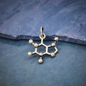 Sterling Silver Caffeine Molecule Charm, Coffee Charm,  Coffee Lover Charm, Java Charm, Coffee Pendant, Coffee, Coffee Lover Gift