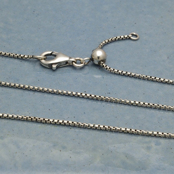 Sterling Silver Adjustable Chain Slide Bead 22 Inch Chain Etsy