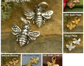 Sterling Silver, Honeybee Charm, Bumblebee Charm, Bee Charm, Silver Bee Charm, Bee Lover Charm, Bee Keeper, Bee Jewelry, Bee Pendant