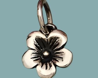 Sterling Silver Cherry Blossom Charm, Spring Flower Jewelry