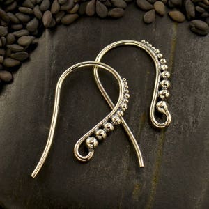 Sterling Silver Ear Wire, Granulated Ear Hook, Silver Ear Wire, Silver Ear Hook, Silver Finding, Granulated Finding, Granulated Ear Wire
