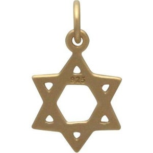 May include: A gold-toned Star of David charm pendant with a 925 stamp on the back.