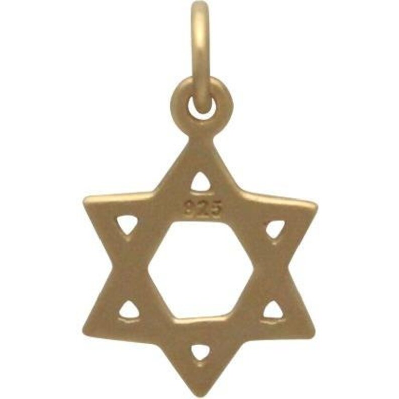 May include: A gold-toned Star of David charm pendant with a 925 stamp on the back.