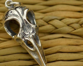 Sterling Silver Bird Skull Pendant, Fathers Day Gift, Boyfriend Gift, Gothic Jewelry, Bird Skull, Animal Skull, Bird Skull Charm,