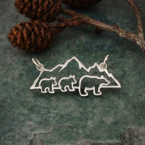 Bear Charm, Mama Bear, Baby Bear, Bear Family, Sterling Silver Charm, Mothers Day Gift, Baby Shower Gift, Bear Necklace, Animal Jewelry,