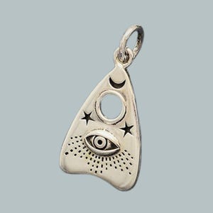Silver Ouija Planchette Charm | All Seeing Eye Pendant | Occult Jewelry | Gothic Charm | Witchy Necklace | Halloween Jewelry | Witch Gift
