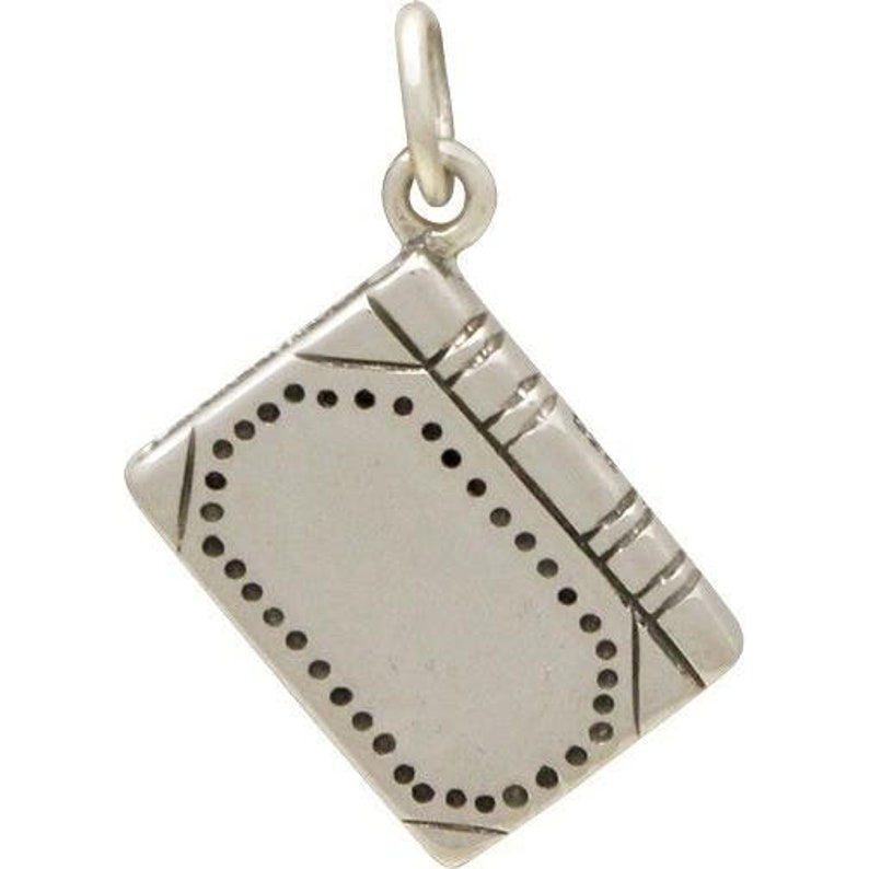 Sterling Silver Book Charm, Teacher Charm, Book Lover Charm, Book Pendant, Silver Book Charm, Book Necklace, Reading Charm, Birthday Gift image 2