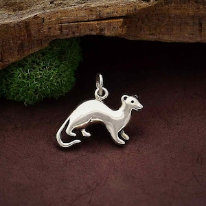 Sterling Silver Ferret Charm, Animal Charm, Animal Lover Gift, Pet Charm, Silver Ferret, Animal Pendant, Talisman Charm, Ferret Pendant