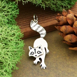 Sterling Silver Raccoon Charm, Silver Raccoon, Raccoon Jewelry, Animal Charm, Animal Jewelry, Cute Raccoon, Woodland Animal, Silver Animal