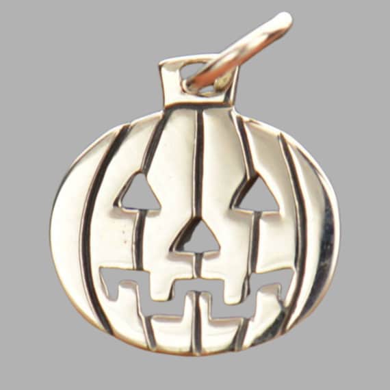 Pumpkin Jack-O-Lantern Halloween Charm Sterling Silver Pumpkin Jack-O-Lantern Halloween Charm Sterling Silver