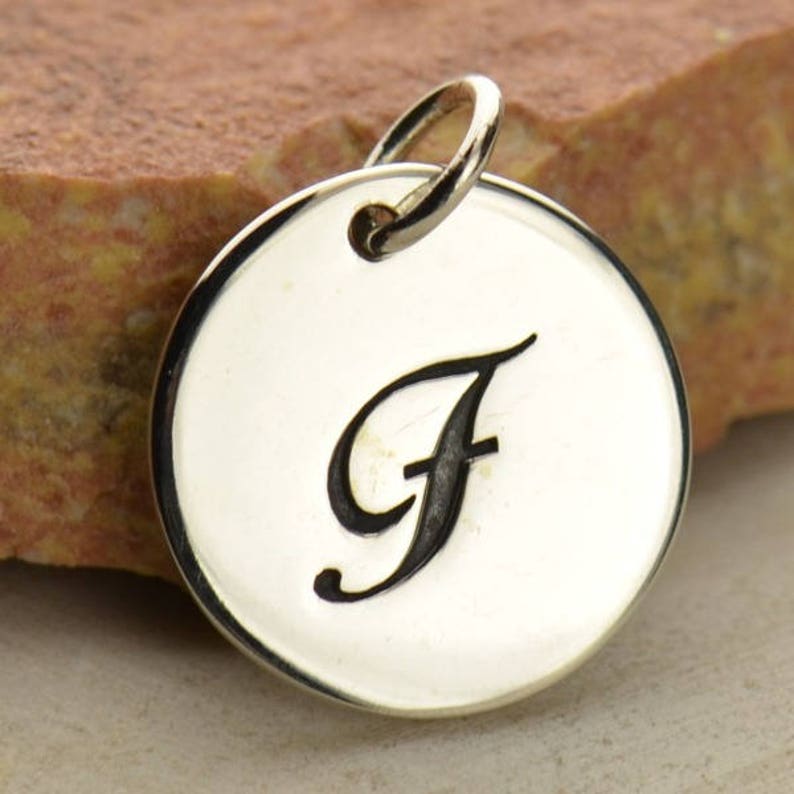 Cursive Letter Letter Charm Sterling Silver Personalized Jewelry Silver Letter Letter Disc Letter Jewelry Personalized Charm