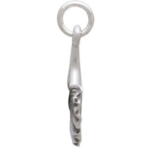 May include: A silver charm in the shape of a crescent moon with a detailed design.