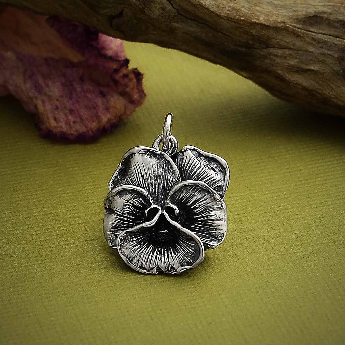 Sterling Silver Pansy Flower Charm Pansy Flower Jewelry Etsy