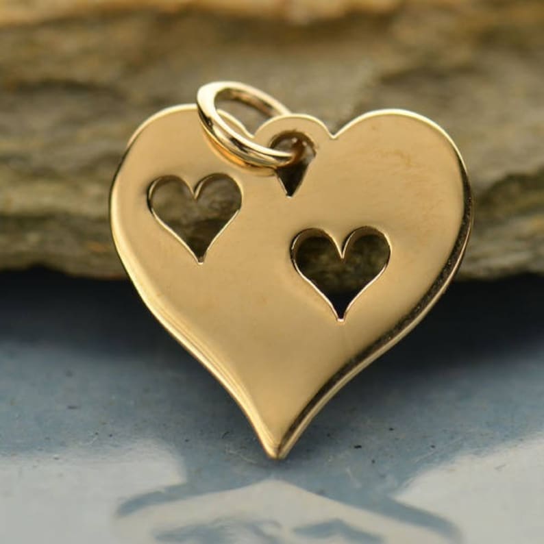 Heart Charm, Sterling Silver Charm, Gift for Mom, Love Jewelry, Heart Jewelry, Silver Heart Charm, Love Charm, Mother Daughter Jewelry Natural Bronze